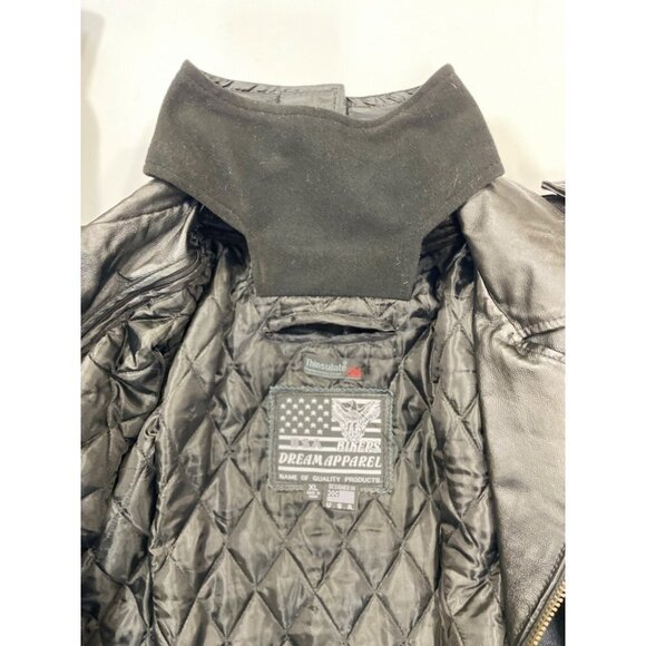 Vintage 90s-y2K Leather Biker Jacket w/Eagle "Live to Ride" Black Zip Out Liner‎ - Picture 7 of 16